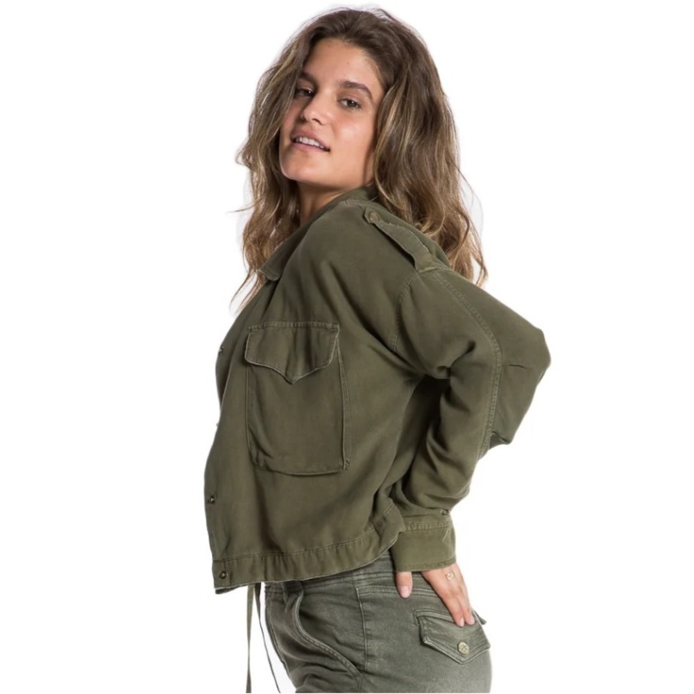 Da-Nang silk cropped jacket with elastic‎ waist SZ LG